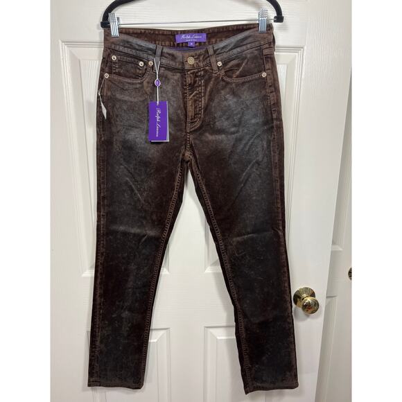 Ralph Lauren Purple Label Pants - Ralph Lauren Purple Label NWT 160 Slim Jean Brown Suede Look Denim sz 28